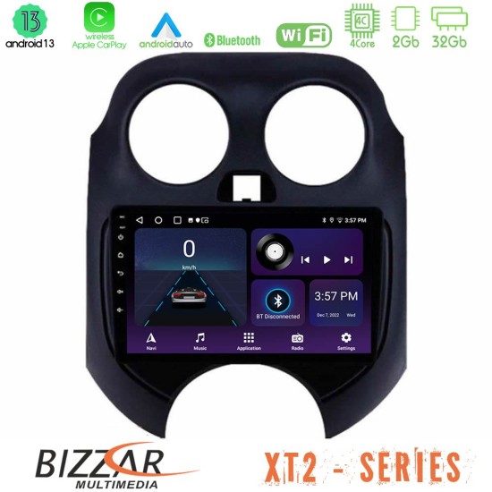 Bizzar XT2 Series 4Core Android13 2+32GB Nissan Micra 2011-2014 Navigation Multimedia Tablet 9"