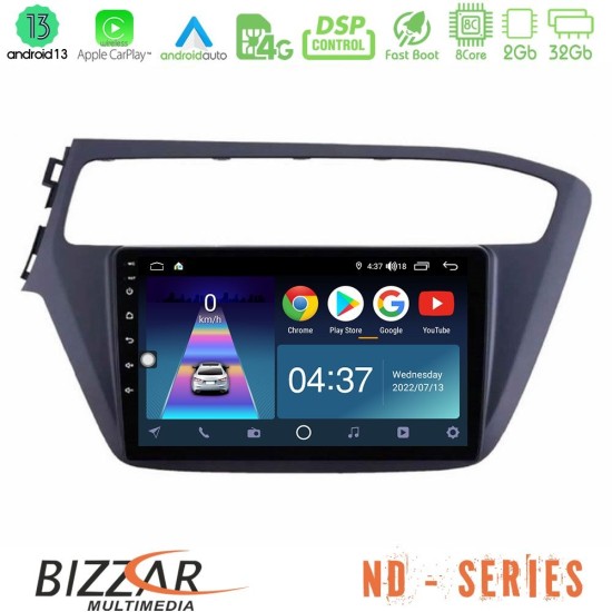 Bizzar ND Series 8Core Android13 2+32GB Hyundai i20 2018-2020 Navigation Multimedia Tablet 9"