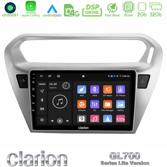 Clarion GL700 Lite Series 8Core Android11 2+32GB Citroen C-Elysee / Peugeot 301 Navigation Multimedia Tablet 9" Με Carplay & Android Auto