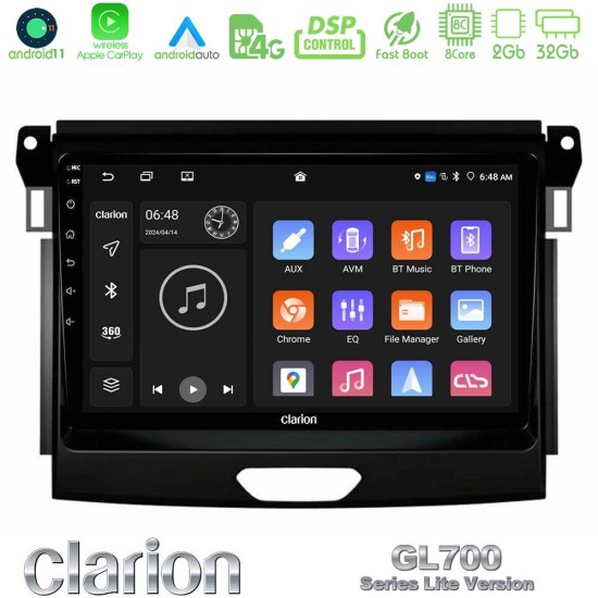 Clarion GL700 Lite Series 8Core Android11 2+32GB Ford Ranger 2017-2022 Navigation Multimedia Tablet 9" Με Carplay & Android Auto