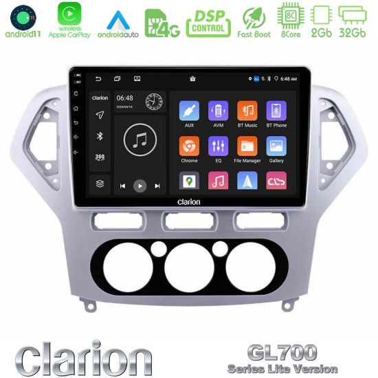 Clarion GL700 Lite Series 8Core Android11 2+32GB Ford Mondeo 2007-2010 Manual A/C Navigation Multimedia Tablet 10" Με Carplay & Android Auto