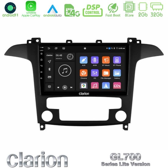 Clarion GL700 Lite Series 8Core Android11 2+32GB Ford S-Max 2006-2012 Navigation Multimedia Tablet 9" Με Carplay & Android Auto Clarion GL700 Lite Series 8Core Android11 2+32GB Ford S-Max 2006-2012 Navigation Multimedia Tablet 9" Με Carplay & Android Auto