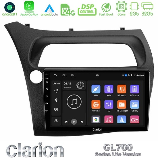 Clarion GL700 Lite Series 8Core Android11 2+32GB Honda CiviC Hatchback 2006-2011 Navigation Multimedia Tablet 9" Με Carplay & Android Auto Clarion GL700 Lite Series 8Core Android11 2+32GB Honda CiviC Hatchback 2006-2011 Navigation Multimedia Tablet 9" Με Carplay & Android Auto