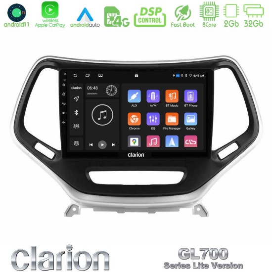 Clarion GL700 Lite Series 8Core Android11 2+32GB Jeep Cherokee 2014-2019 Navigation Multimedia Tablet 9" (Ασημί Χρώμα) Με Carplay & Android Auto Clarion GL700 Lite Series 8Core Android11 2+32GB Jeep Cherokee 2014-2019 Navigation Multimedia Tablet 9" (Ασημί Χρώμα) Με Carplay & Android Auto