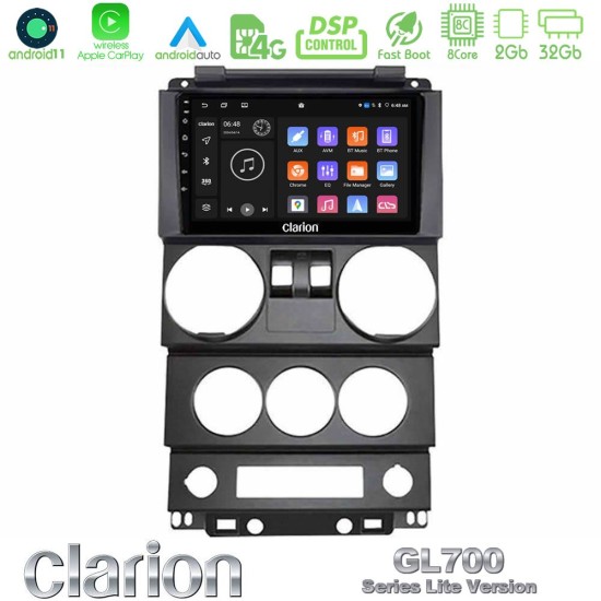 Clarion GL700 Lite Series 8Core Android11 2+32GB Jeep Wrangler 2Door 2008-2010 Navigation Multimedia Tablet 9" Με Carplay & Android Auto Clarion GL700 Lite Series 8Core Android11 2+32GB Jeep Wrangler 2Door 2008-2010 Navigation Multimedia Tablet 9" Με Carplay & Android Auto