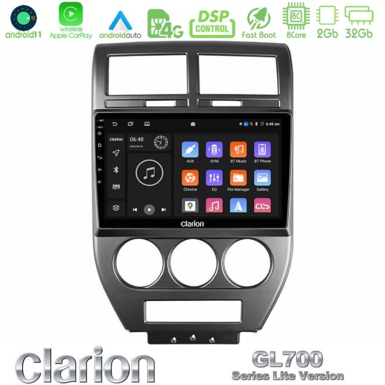 Clarion GL700 Lite Series 8Core Android11 2+32GB Jeep Compass/Patriot 2007-2008 Navigation Multimedia Tablet 10" Με Carplay & Android Auto Clarion GL700 Lite Series 8Core Android11 2+32GB Jeep Compass/Patriot 2007-2008 Navigation Multimedia Tablet 10" Με Carplay & Android Auto