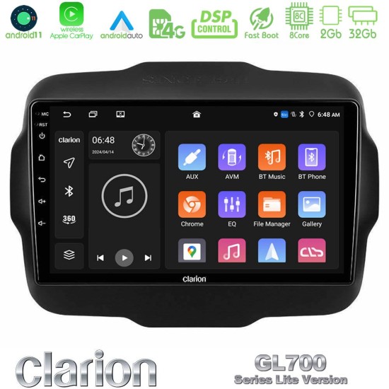 Clarion GL700 Lite Series 8Core Android11 2+32GB Jeep Renegade 2015-2019 Navigation Multimedia Tablet 9" Με Carplay & Android Auto Clarion GL700 Lite Series 8Core Android11 2+32GB Jeep Renegade 2015-2019 Navigation Multimedia Tablet 9" Με Carplay & Android Auto