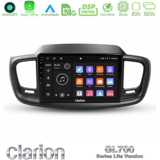 Clarion GL700 Lite Series 8Core Android11 2+32GB Kia Sorento 2018-2021 Navigation Multimedia Tablet 9" Με Carplay & Android Auto