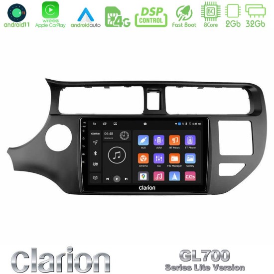Clarion GL700 Lite Series 8Core Android11 2+32GB Kia Rio 2011-2015 Navigation Multimedia Tablet 9" Με Carplay & Android Auto