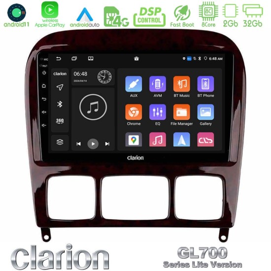 Clarion GL700 Lite Series 8Core Android11 2+32GB Mercedes S Class 1999-2004 (W220) Navigation Multimedia Tablet 9" Με Carplay & Android Auto Clarion GL700 Lite Series 8Core Android11 2+32GB Mercedes S Class 1999-2004 (W220) Navigation Multimedia Tablet 9" Με Carplay & Android Auto