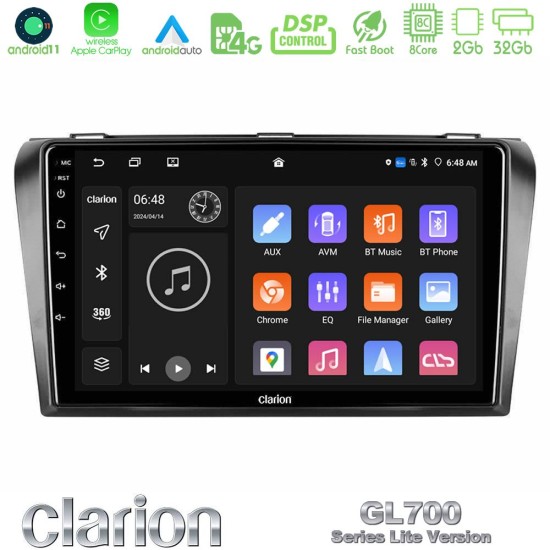 Clarion GL700 Lite Series 8Core Android11 2+32GB Mazda 3 2004-2009 Navigation Multimedia Tablet 9" Με Carplay & Android Auto