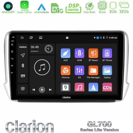 Clarion GL700 Lite Series 8Core Android11 2+32GB Peugeot 208/2008 Navigation Multimedia Tablet 10" Με Carplay & Android Auto Clarion GL700 Lite Series 8Core Android11 2+32GB Peugeot 208/2008 Navigation Multimedia Tablet 10" Με Carplay & Android Auto