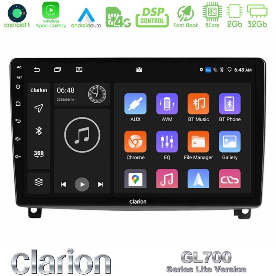 Clarion GL700 Lite Series 8Core Android11 2+32GB Peugeot 407 Navigation Multimedia Tablet 9" Με Carplay & Android Auto Clarion GL700 Lite Series 8Core Android11 2+32GB Peugeot 407 Navigation Multimedia Tablet 9" Με Carplay & Android Auto