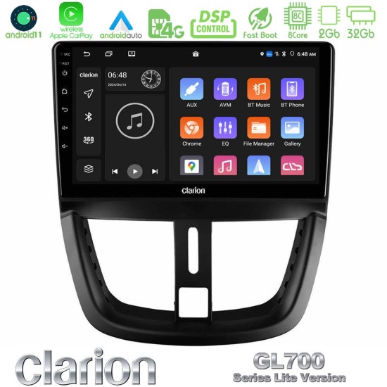 Clarion GL700 Lite Series 8Core Android11 2+32GB Peugeot 207 Navigation Multimedia Tablet 9" Με Carplay & Android Auto Clarion GL700 Lite Series 8Core Android11 2+32GB Peugeot 207 Navigation Multimedia Tablet 9" Με Carplay & Android Auto