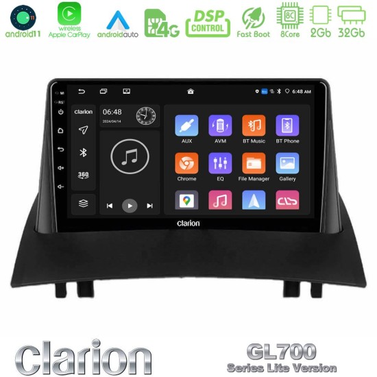 Clarion GL700 Lite Series 8Core Android11 2+32GB Renault Megane 2 2002-2008 Navigation Multimedia Tablet 9" Με Carplay & Android Auto Clarion GL700 Lite Series 8Core Android11 2+32GB Renault Megane 2 2002-2008 Navigation Multimedia Tablet 9" Με Carplay & Android Auto