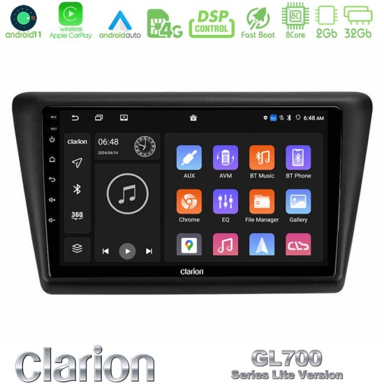 Clarion GL700 Lite Series 8Core Android11 2+32GB Skoda Rapid 2013-2017 Navigation Multimedia Tablet 9" Με Carplay & Android Auto Clarion GL700 Lite Series 8Core Android11 2+32GB Skoda Rapid 2013-2017 Navigation Multimedia Tablet 9" Με Carplay & Android Auto