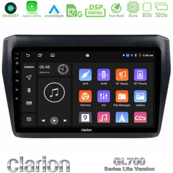 Clarion GL700 Lite Series 8Core Android11 2+32GB Suzuki Swift 2017-2023 Navigation Multimedia Tablet 9" Με Carplay & Android Auto