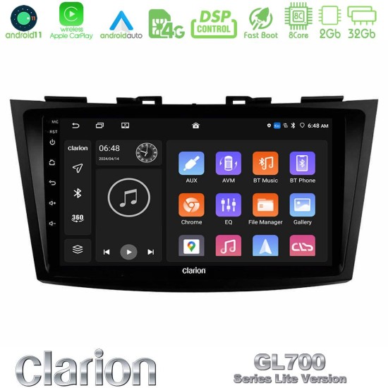 Clarion GL700 Lite Series 8Core Android11 2+32GB Suzuki Swift 2011-2016 Navigation Multimedia Tablet 9" Με Carplay & Android Auto Clarion GL700 Lite Series 8Core Android11 2+32GB Suzuki Swift 2011-2016 Navigation Multimedia Tablet 9" Με Carplay & Android Auto