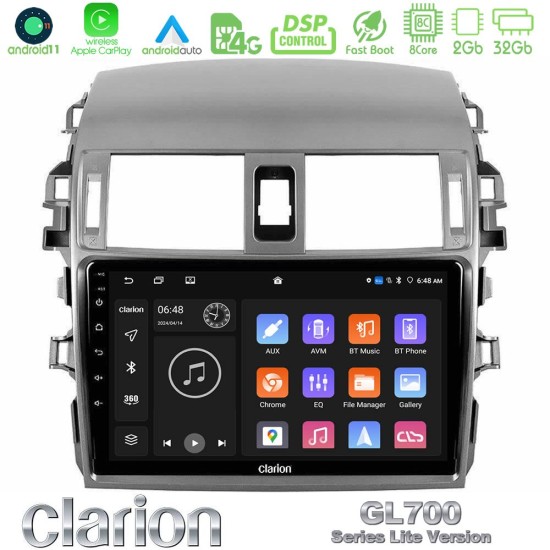 Clarion GL700 Lite Series 8Core Android11 2+32GB Toyota Corolla 2008-2010 Navigation Multimedia Tablet 9" Με Carplay & Android Auto Clarion GL700 Lite Series 8Core Android11 2+32GB Toyota Corolla 2008-2010 Navigation Multimedia Tablet 9" Με Carplay & Android Auto