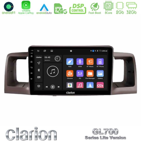 Clarion GL700 Lite Series 8Core Android11 2+32GB Toyota Corolla 2002-2006 Navigation Multimedia Tablet 9" Με Carplay & Android Auto Clarion GL700 Lite Series 8Core Android11 2+32GB Toyota Corolla 2002-2006 Navigation Multimedia Tablet 9" Με Carplay & Android Auto