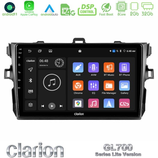 Clarion GL700 Lite Series 8Core Android11 2+32GB Toyota Corolla 2007-2012 Navigation Multimedia Tablet 9" Με Carplay & Android Auto Clarion GL700 Lite Series 8Core Android11 2+32GB Toyota Corolla 2007-2012 Navigation Multimedia Tablet 9" Με Carplay & Android Auto