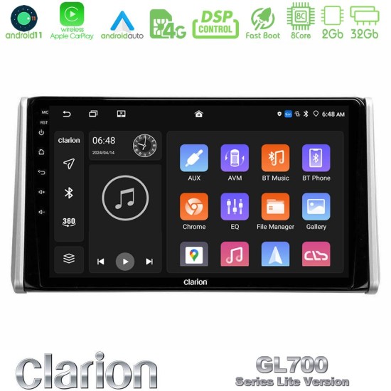 Clarion GL700 Lite Series 8Core Android11 2+32GB Toyota RAV4 2019-2023 Navigation Multimedia Tablet 10" Με Carplay & Android Auto Clarion GL700 Lite Series 8Core Android11 2+32GB Toyota RAV4 2019-2023 Navigation Multimedia Tablet 10" Με Carplay & Android Auto