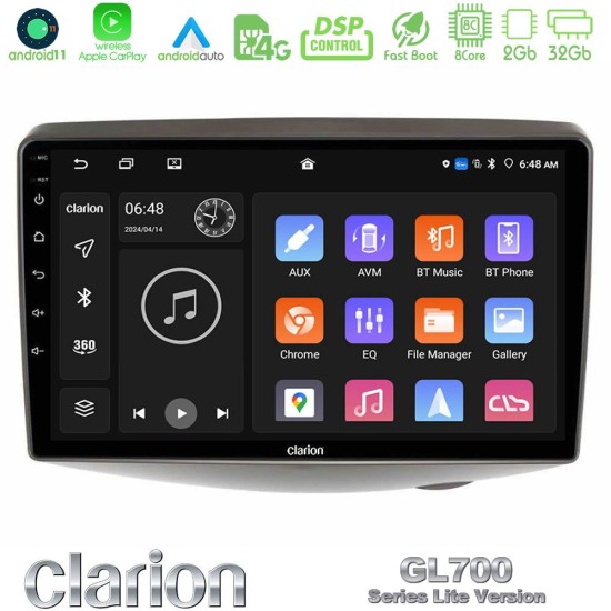 Clarion GL700 Lite Series 8Core Android11 2+32GB Toyota Yaris 1999 - 2006 Navigation Multimedia Tablet 9" Με Carplay & Android Auto
