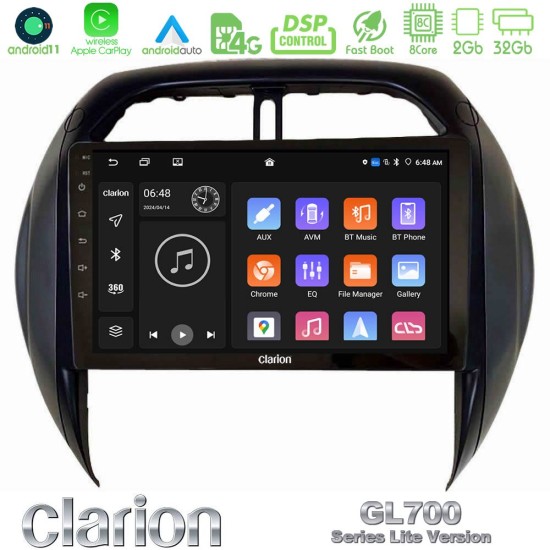 Clarion GL700 Lite Series 8Core Android11 2+32GB Toyota RAV4 2001-2005 (Auto A/C) Navigation Multimedia Tablet 9" Με Carplay & Android Auto Clarion GL700 Lite Series 8Core Android11 2+32GB Toyota RAV4 2001-2005 (Auto A/C) Navigation Multimedia Tablet 9" Με Carplay & Android Auto