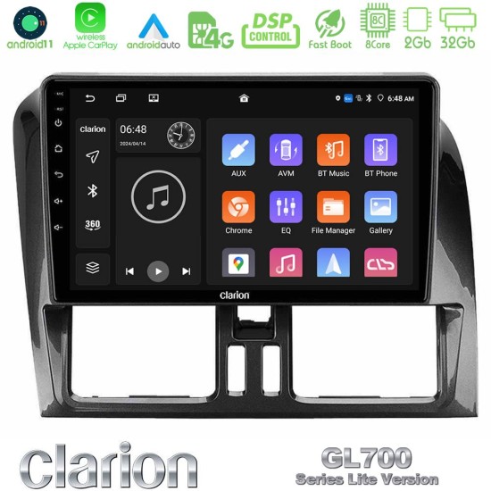 Clarion GL700 Lite Series 8Core Android11 2+32GB Volvo XC60 2009-2012 Navigation Multimedia Tablet 9" Με Carplay & Android Auto