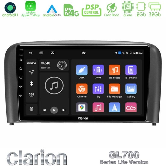 Clarion GL700 Lite Series 8Core Android11 2+32GB Volvo S80 1998-2006 Navigation Multimedia Tablet 9" Με Carplay & Android Auto