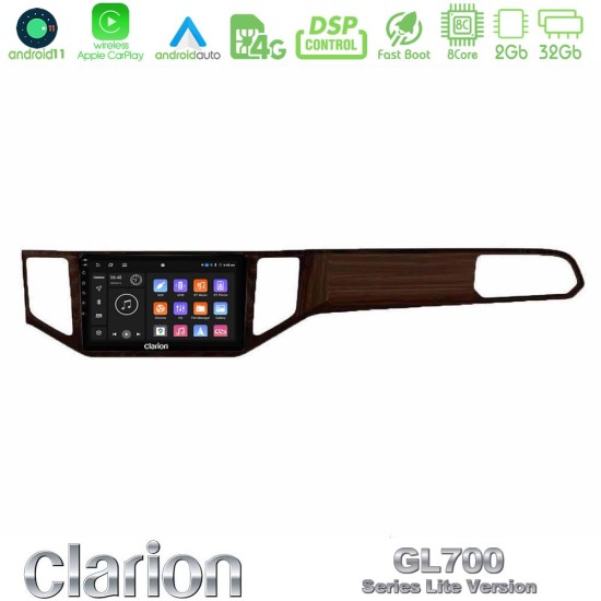 Clarion GL700 Lite Series 8Core Android11 2+32GB VW Sportsvan 2014-2020 Navigation Multimedia Tablet 9" (Ξύλινη απόχρωση) Με Carplay & Android Auto