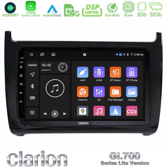 Clarion GL700 Lite Series 8Core Android11 2+32GB Vw Polo 2009-2014 Navigation Multimedia Tablet 9" Με Carplay & Android Auto