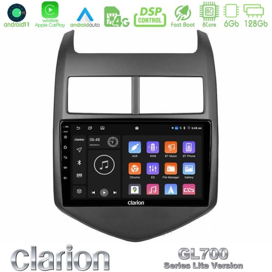 Clarion GL700 Lite Series 8Core Android11 6+128GB Chevrolet Aveo 2011-2017 Navigation Multimedia Tablet 9" Με Carplay & Android Auto
