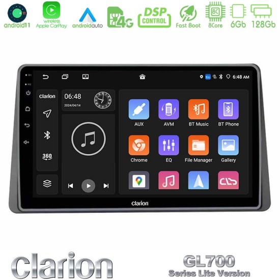 Clarion GL700 Lite Series 8Core Android11 6+128GB Dacia Duster 2019-> Navigation Multimedia Tablet 10" Με Carplay & Android Auto