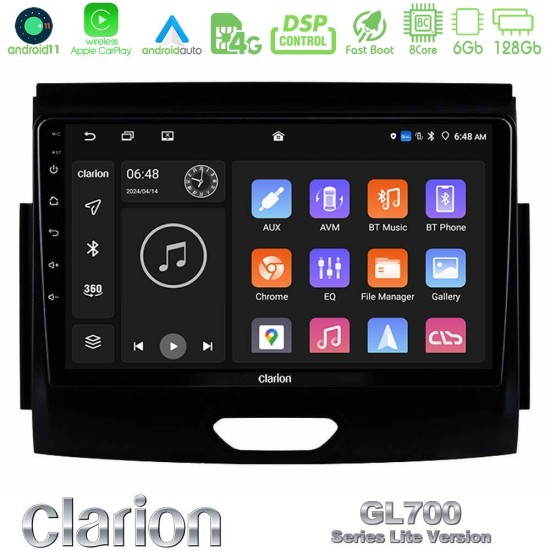 Clarion GL700 Lite Series 8Core Android11 6+128GB Ford Ranger 2017-2022 Navigation Multimedia Tablet 9" Με Carplay & Android Auto