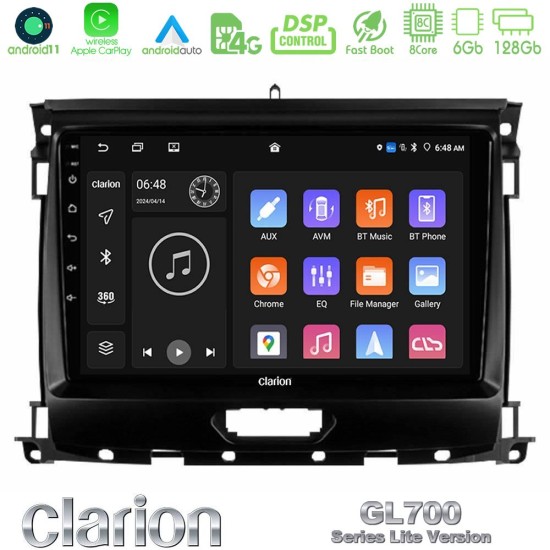 Clarion GL700 Lite Series 8Core Android11 6+128GB Ford Ranger 2017-2022 Navigation Multimedia Tablet 9" Με Carplay & Android Auto