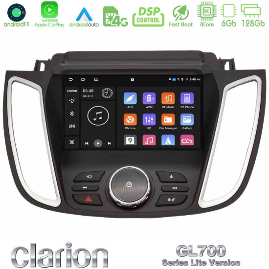 Clarion GL700 Lite Series 8Core Android11 6+128GB Ford Kuga/C-Max 2013-2019 Navigation Multimedia Tablet 9" Με Carplay & Android Auto