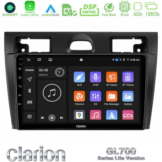 Clarion GL700 Lite Series 8Core Android11 6+128GB Ford Fiesta/Fusion Navigation Multimedia Tablet 9" Με Carplay & Android Auto