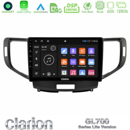 Clarion GL700 Lite Series 8Core Android11 6+128GB Honda Accord 2008-2015 Navigation Multimedia Tablet 9" Με Carplay & Android Auto