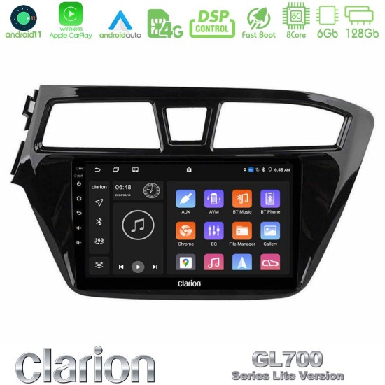Clarion GL700 Lite Series 8Core Android11 6+128GB Hyundai i20 2014-2018 Navigation Multimedia Tablet 9" Με Carplay & Android Auto Clarion GL700 Lite Series 8Core Android11 6+128GB Hyundai i20 2014-2018 Navigation Multimedia Tablet 9" Με Carplay & Android Auto