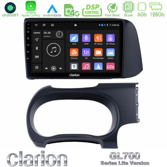 Clarion GL700 Lite Series 8Core Android11 6+128GB Hyundai i10 Navigation Multimedia Tablet 9" Με Carplay & Android Auto