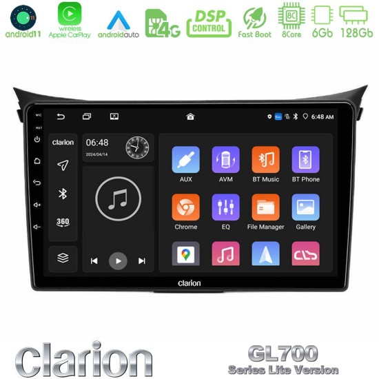 Clarion GL700 Lite Series 8Core Android11 6+128GB Hyundai i30 2012-2017 Navigation Multimedia Tablet 9" Με Carplay & Android Auto