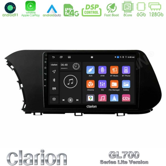 Clarion GL700 Lite Series 8Core Android11 6+128GB Hyundai i20 2021-2023 Navigation Multimedia Tablet 10" Με Carplay & Android Auto