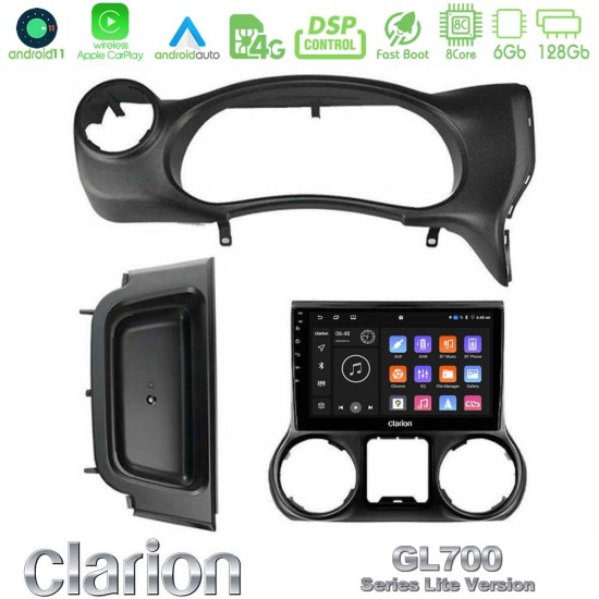 Clarion GL700 Lite Series 8Core Android11 6+128GB Jeep Wrangler 2014-2017 Navigation Multimedia Tablet 10" Με Carplay & Android Auto