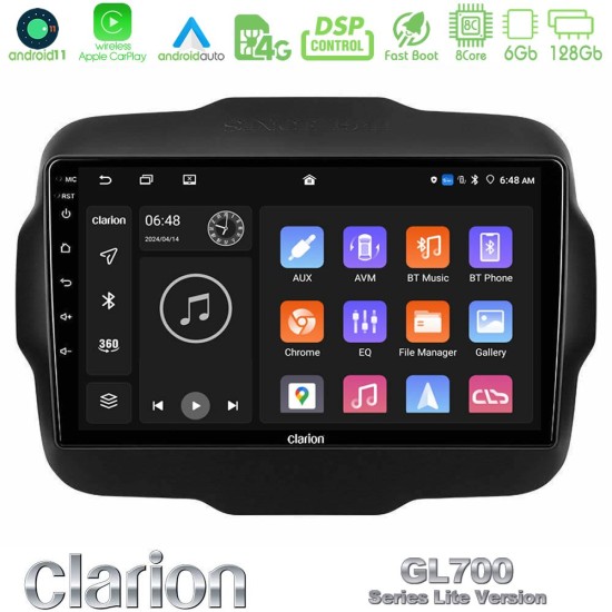 Clarion GL700 Lite Series 8Core Android11 6+128GB Jeep Renegade 2015-2019 Navigation Multimedia Tablet 9" Με Carplay & Android Auto