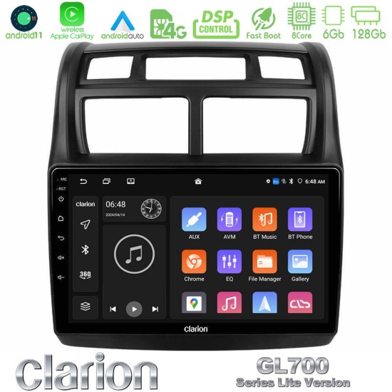 Clarion GL700 Lite Series 8Core Android11 6+128GB Kia Sportage 2008-2011 Navigation Multimedia Tablet 9" Με Carplay & Android Auto