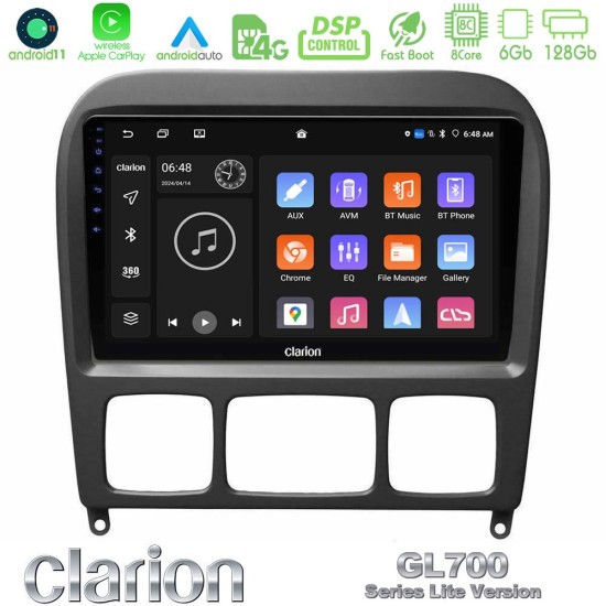Clarion GL700 Lite Series 8Core Android11 6+128GB Mercedes S Class 1999-2004 (W220) Navigation Multimedia Tablet 9" Με Carplay & Android Auto Clarion GL700 Lite Series 8Core Android11 6+128GB Mercedes S Class 1999-2004 (W220) Navigation Multimedia Tablet 9" Με Carplay & Android Auto