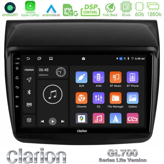 Clarion GL700 Lite Series 8Core Android11 6+128GB Mitsubishi L200 Navigation Multimedia Tablet 9" Με Carplay & Android Auto