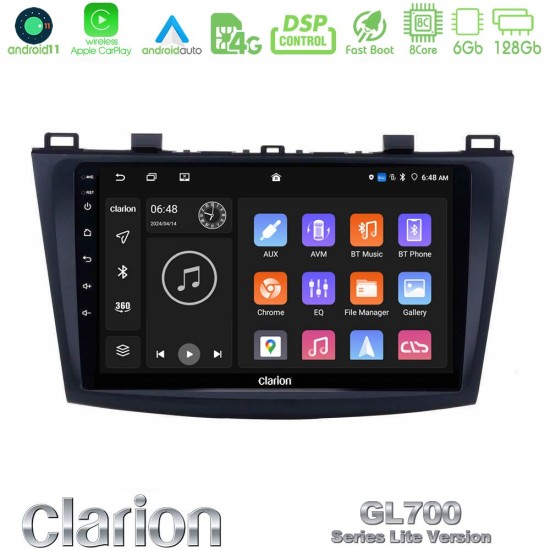Clarion GL700 Lite Series 8Core Android11 6+128GB Mazda 3 2009-2014 Navigation Multimedia Tablet 9" Με Carplay & Android Auto