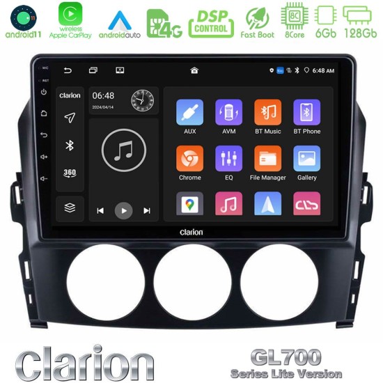 Clarion GL700 Lite Series 8Core Android11 6+128GB Mazda MX-5 2006-2008 Navigation Multimedia Tablet 9" Με Carplay & Android Auto Clarion GL700 Lite Series 8Core Android11 6+128GB Mazda MX-5 2006-2008 Navigation Multimedia Tablet 9" Με Carplay & Android Auto